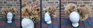 Headpiece, Fächer und Blumen aus Buchseiten, mit Fake Holzstab